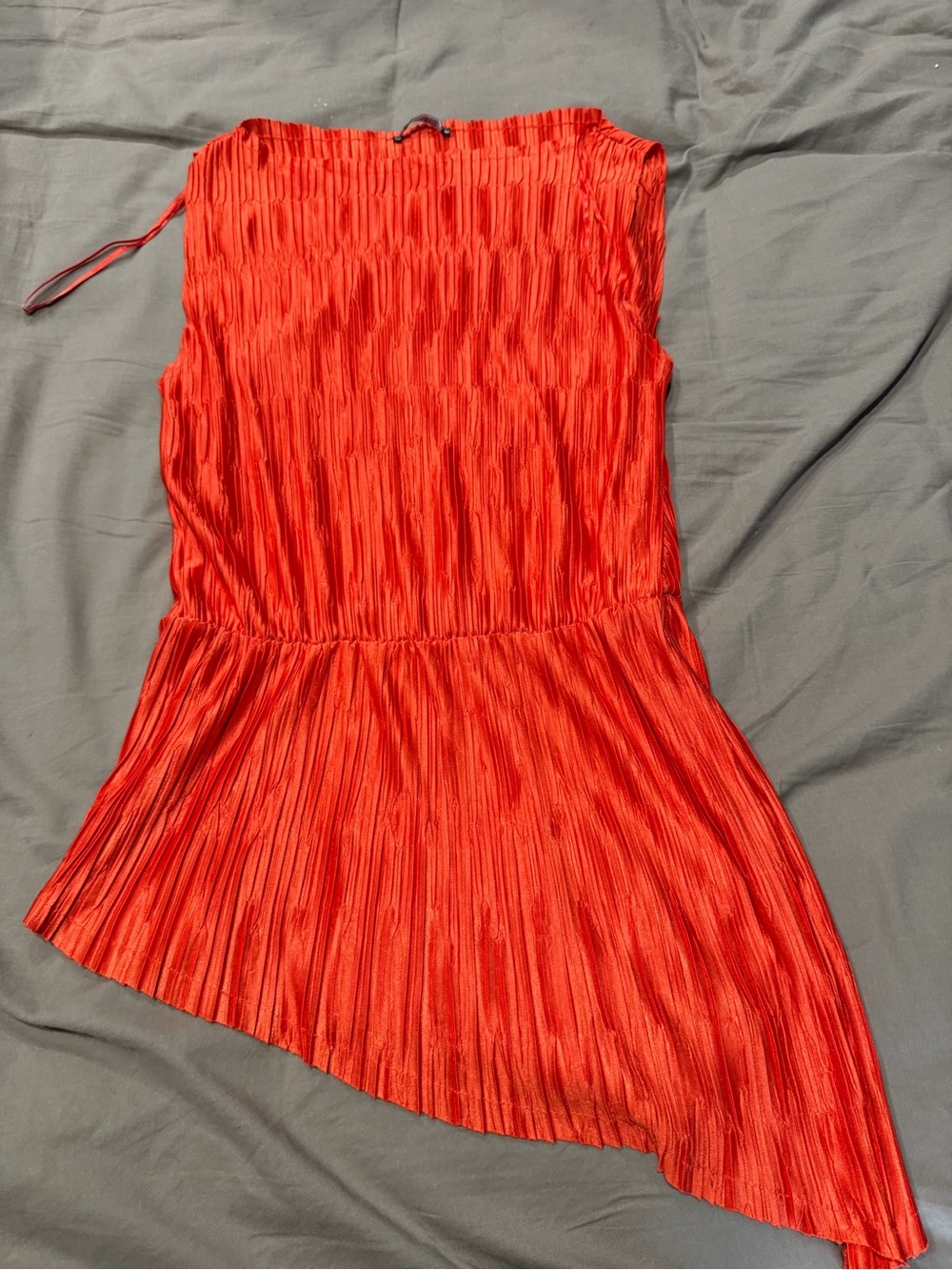 Zara Red Pleated Asymmetrical Sleeveless Dress